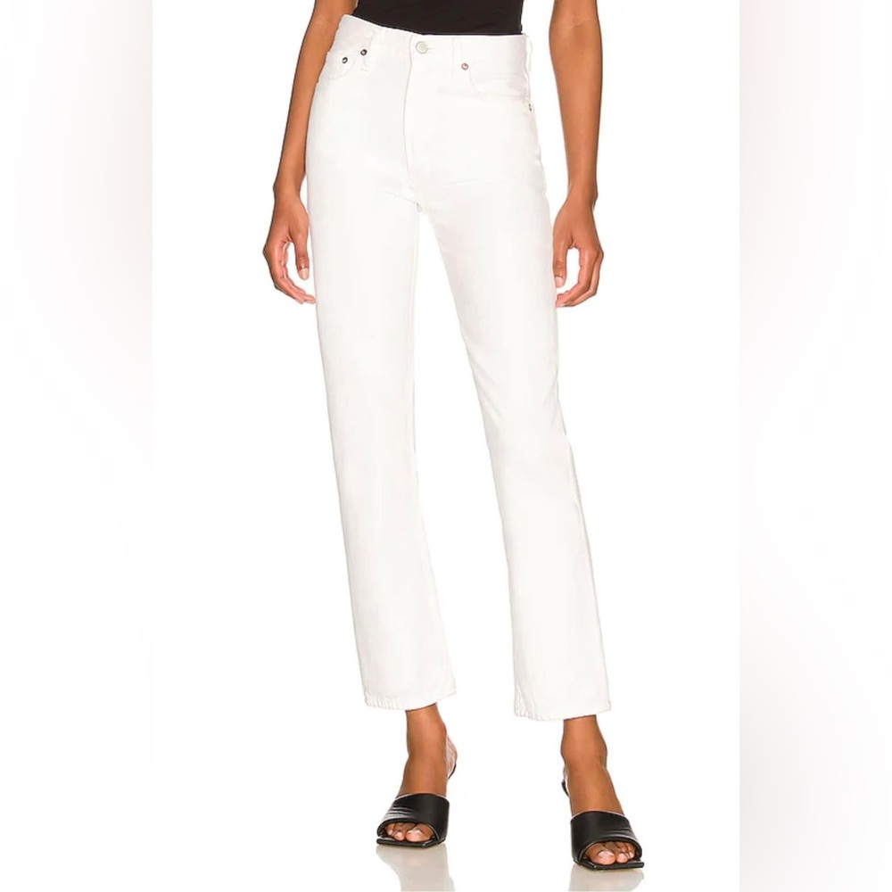 NWT NWT AGOLDE Mia Mid Rise Straight in Element (White), size 29.